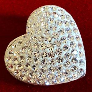 Valentine Pendant Vintage Retro Charm Heart Sterling Silver 925 Austrian Crystal